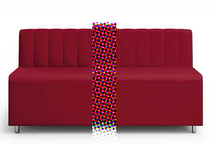 Banquette design connectée DAIKI au mètre linéaire dossier capitonné motifs cannelure profonde