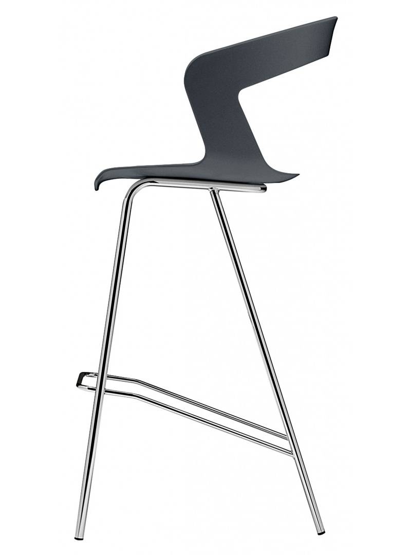 Tabouret de bar Z H 75cm vernis ou chromé avec 4 pieds et repose-pieds - minimum 4 pièces