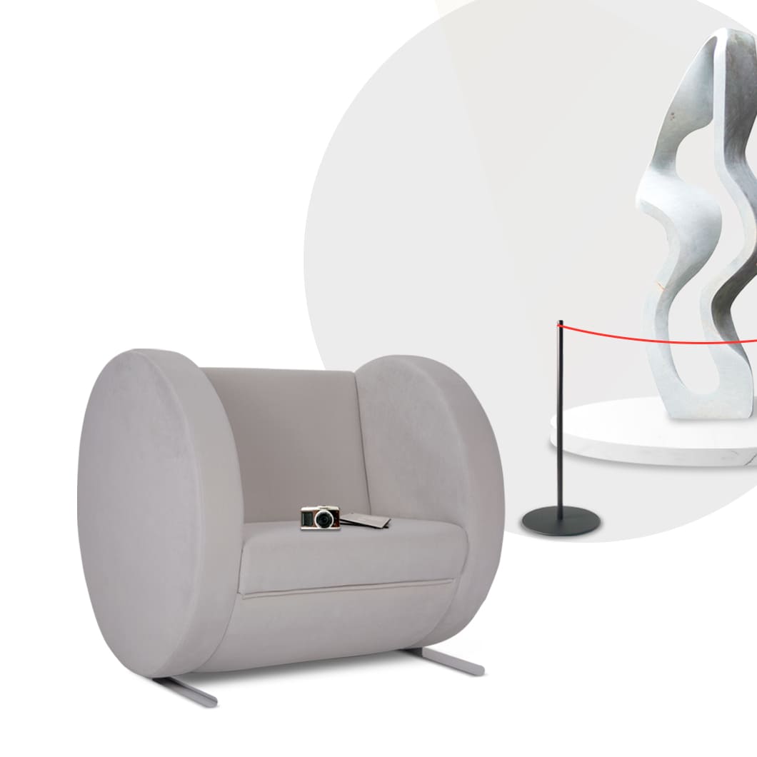 fauteuil gris design salle dexposition