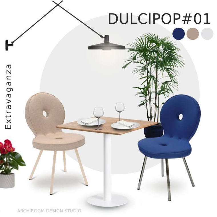 Chaise rembourrée PopArt DULCIPOP pour salle de restaurant et réception traiteur