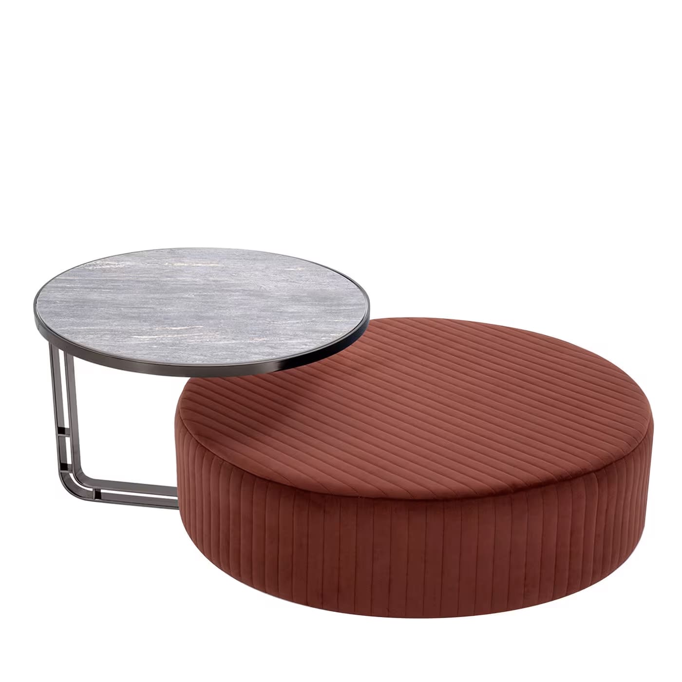 pouf large avec table appoint bureau