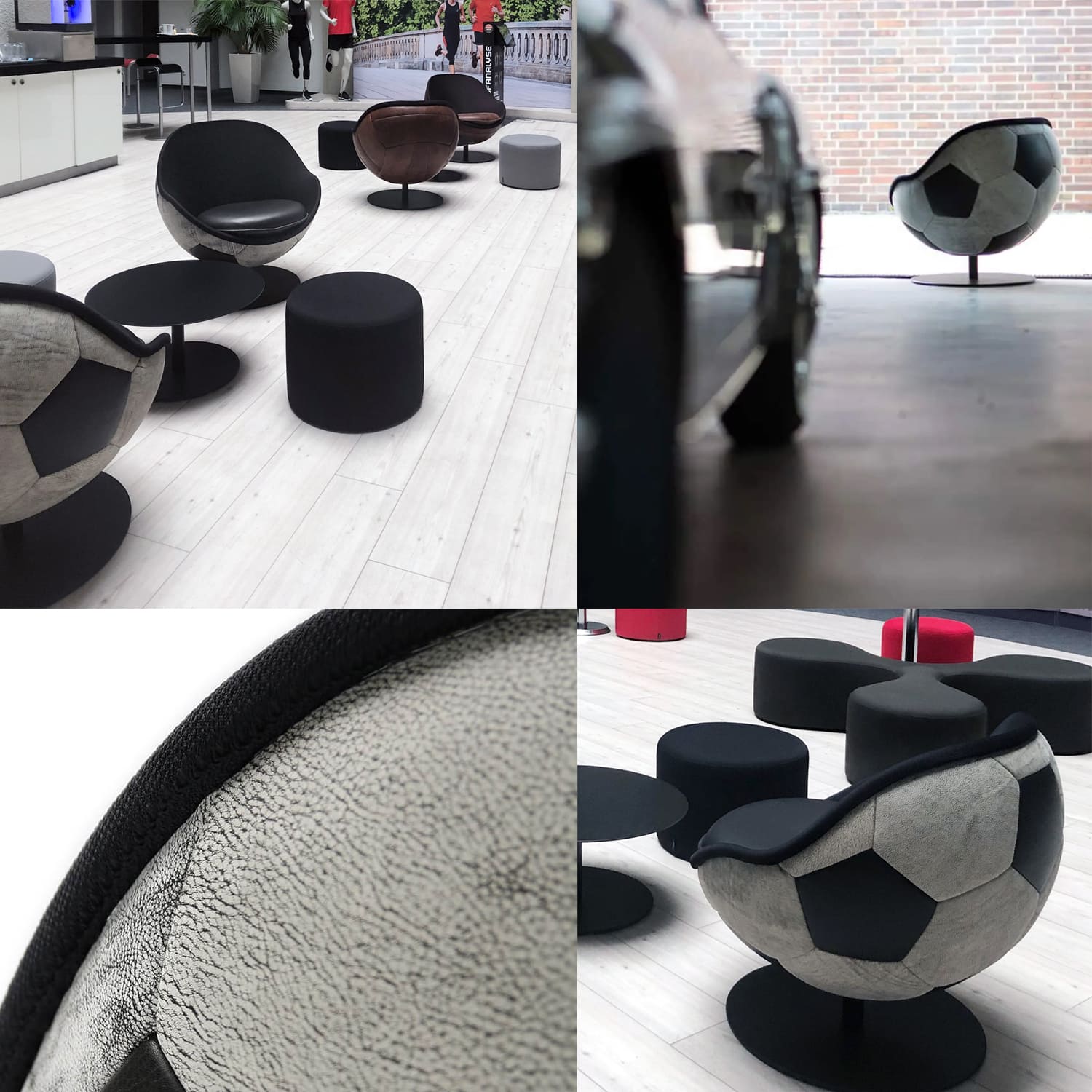 fauteuil club de Telstar Durlast football noir et blanc retro