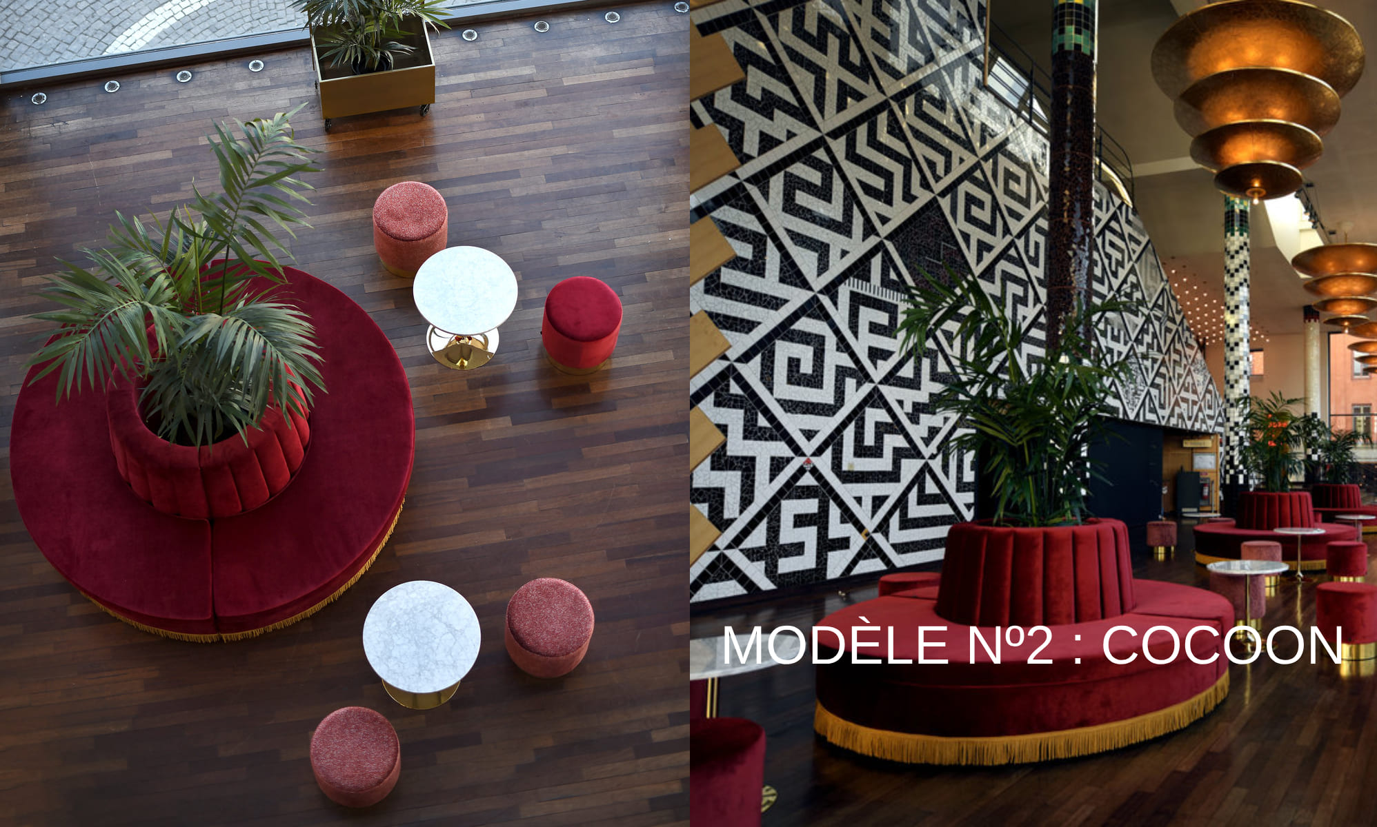 banquette convexe ronde lobby hotel