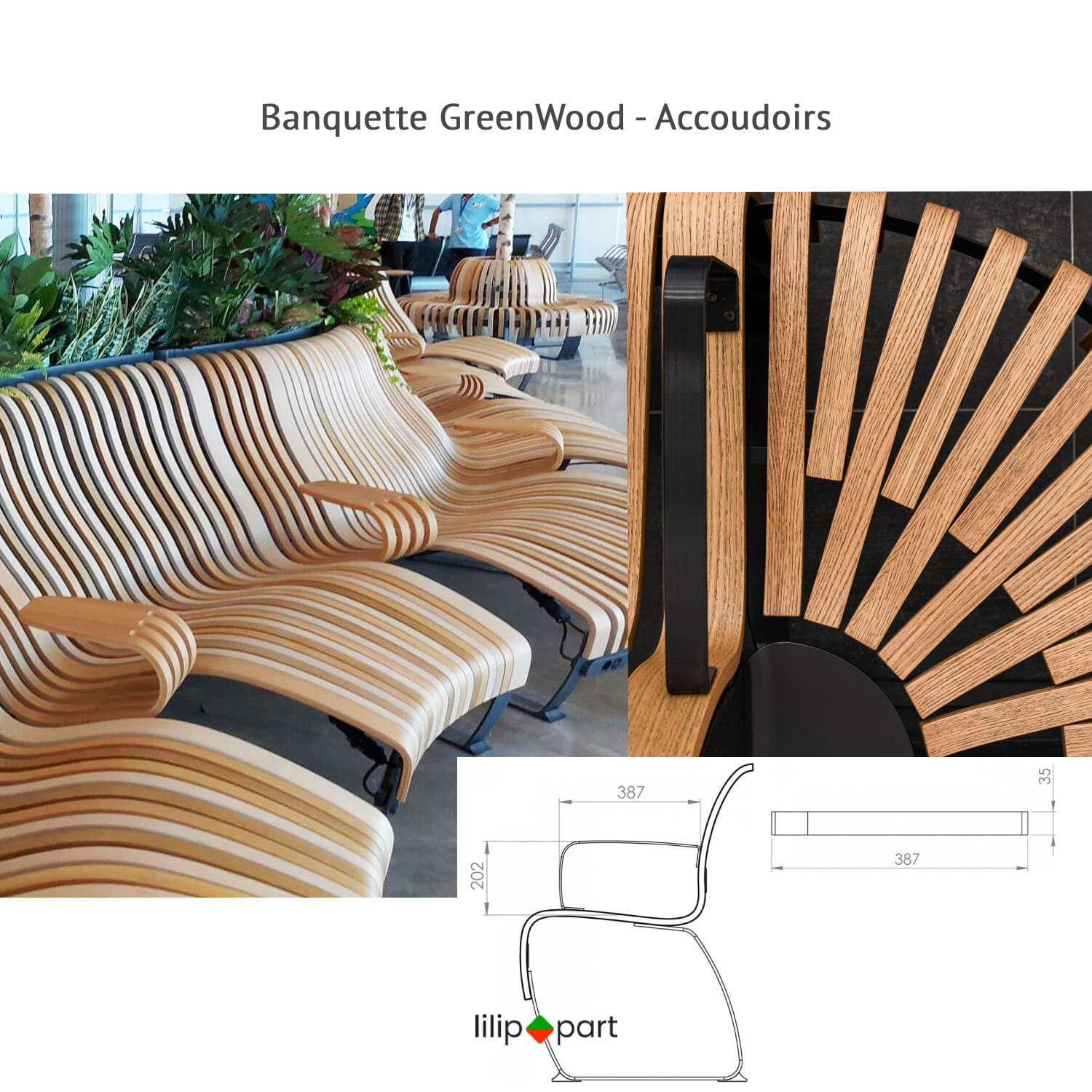 banquette accoudoir bois durable ecoresponsable
