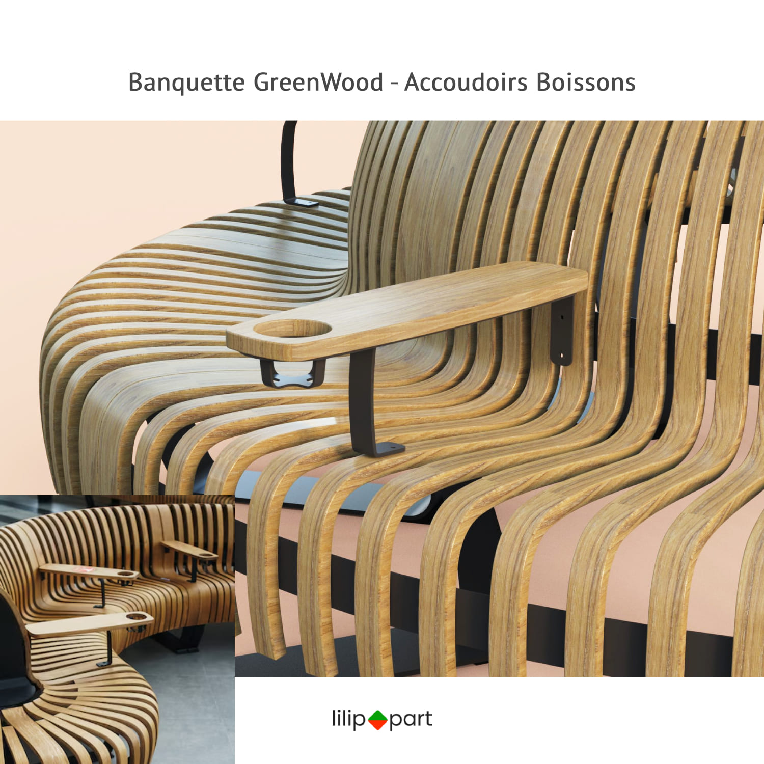 banquette accoudoir porte verre bois durable ecoresponsable