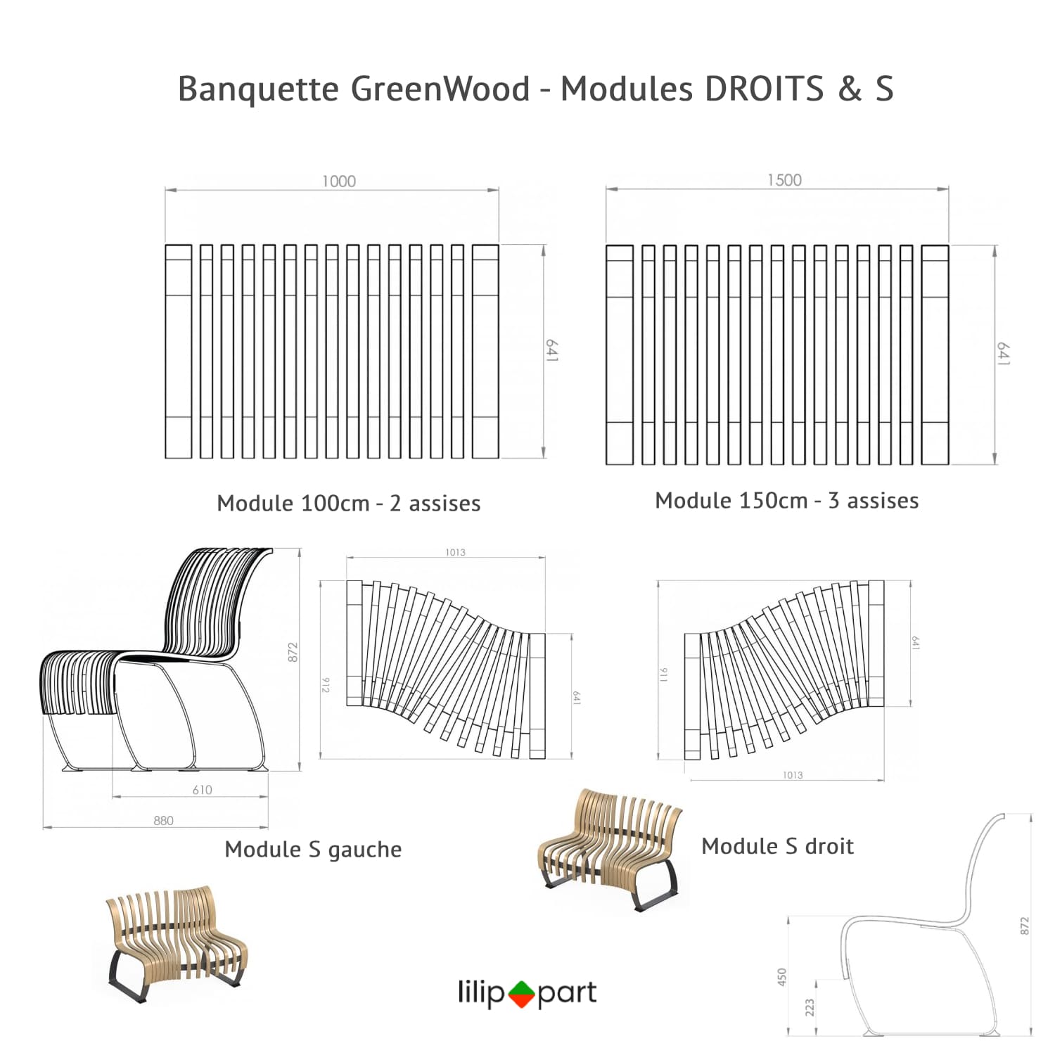 banquette concave bois durable ecoresponsable