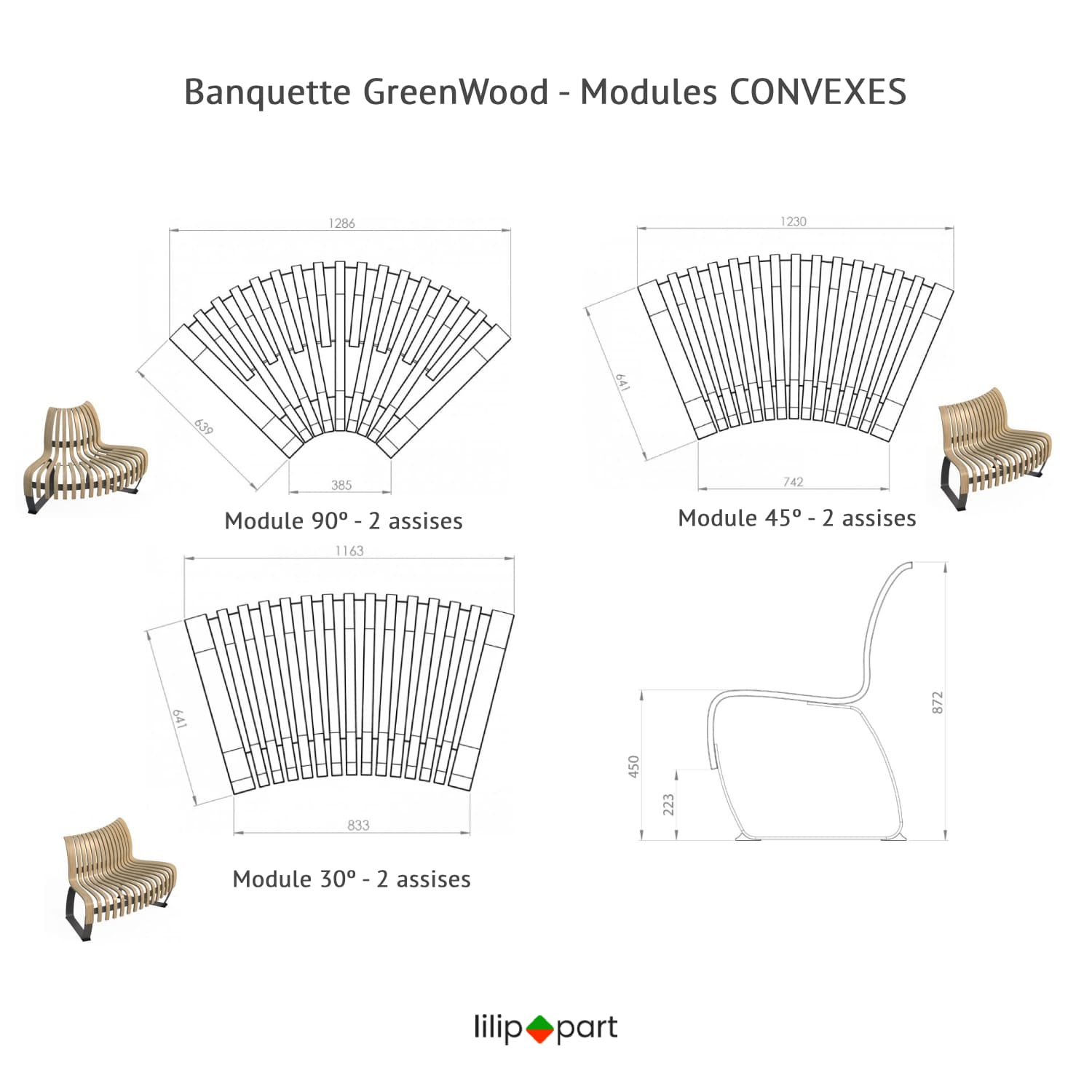 banquette modulaire ronde bois durable ecoresponsable