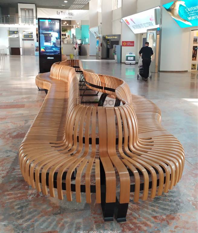 banc circulaire bois aeroport