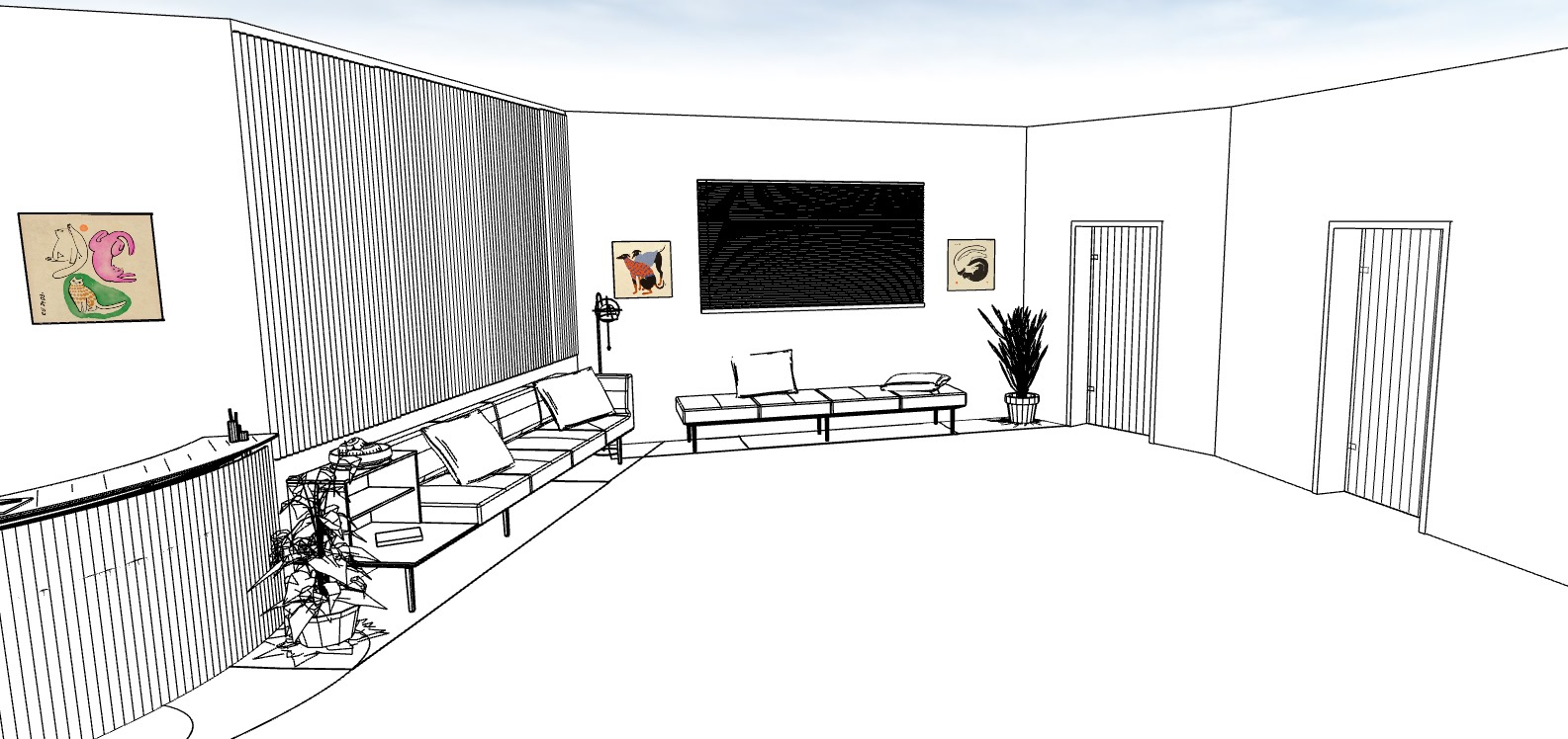 plan 3d sketchup clinique veterinaire separation chien chat