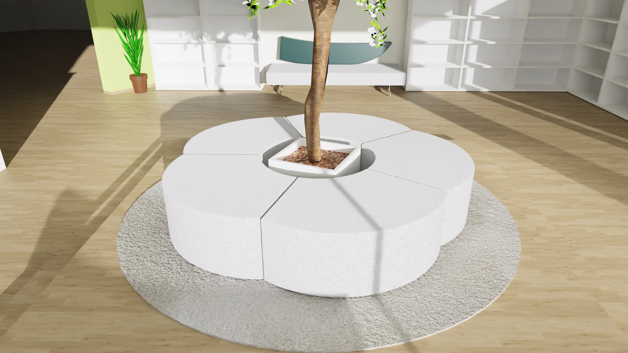 attente banquette ronde boutique nature soins pharmacie
