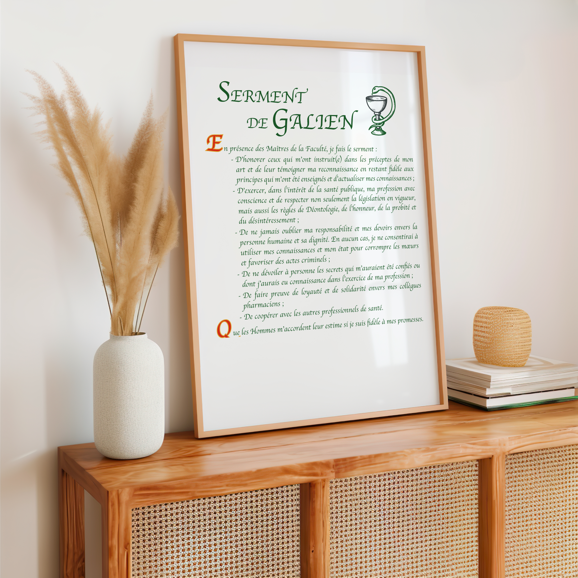 serment de galien affiche pharmacie