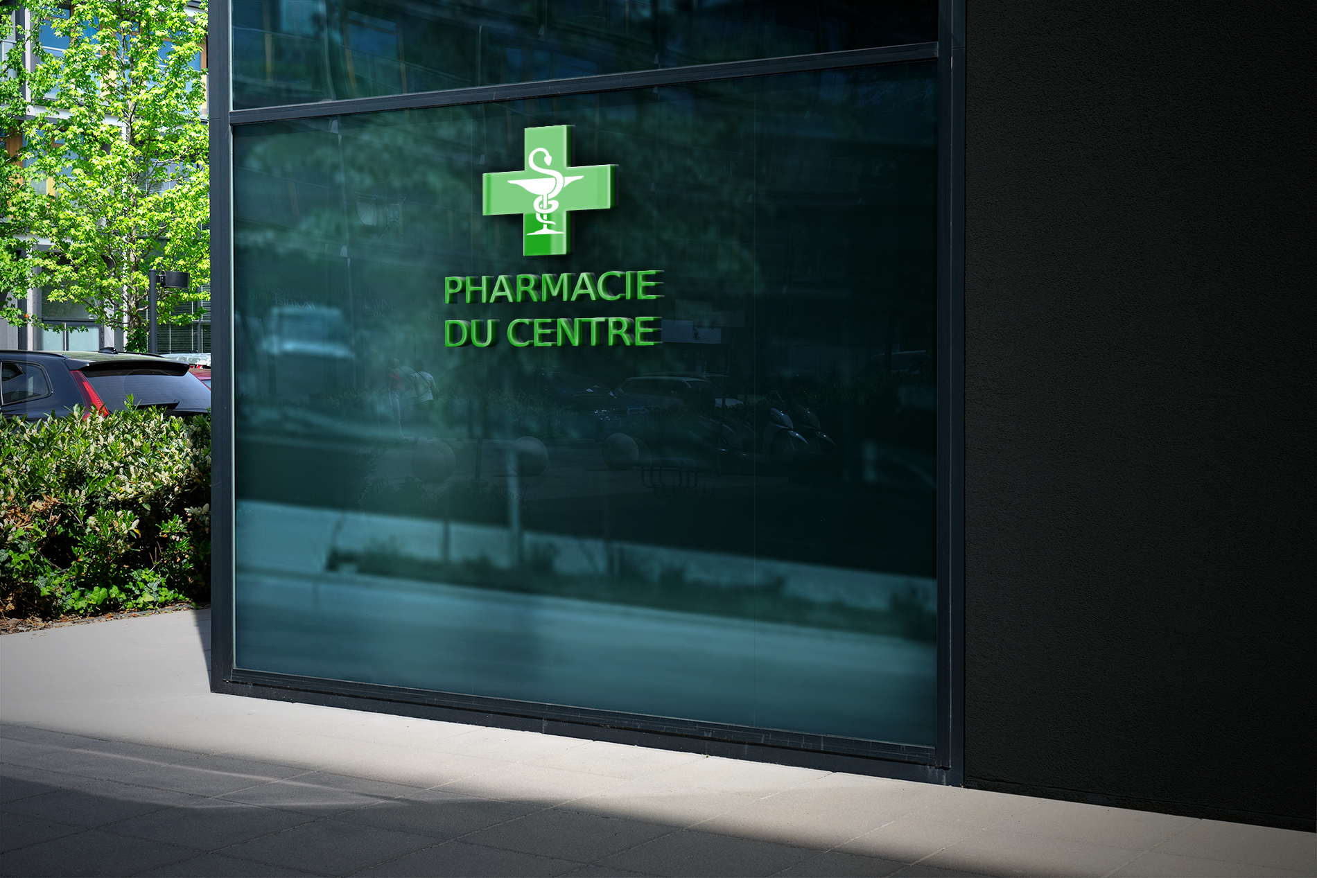 signaletique 3d pharmacie entree vitrine