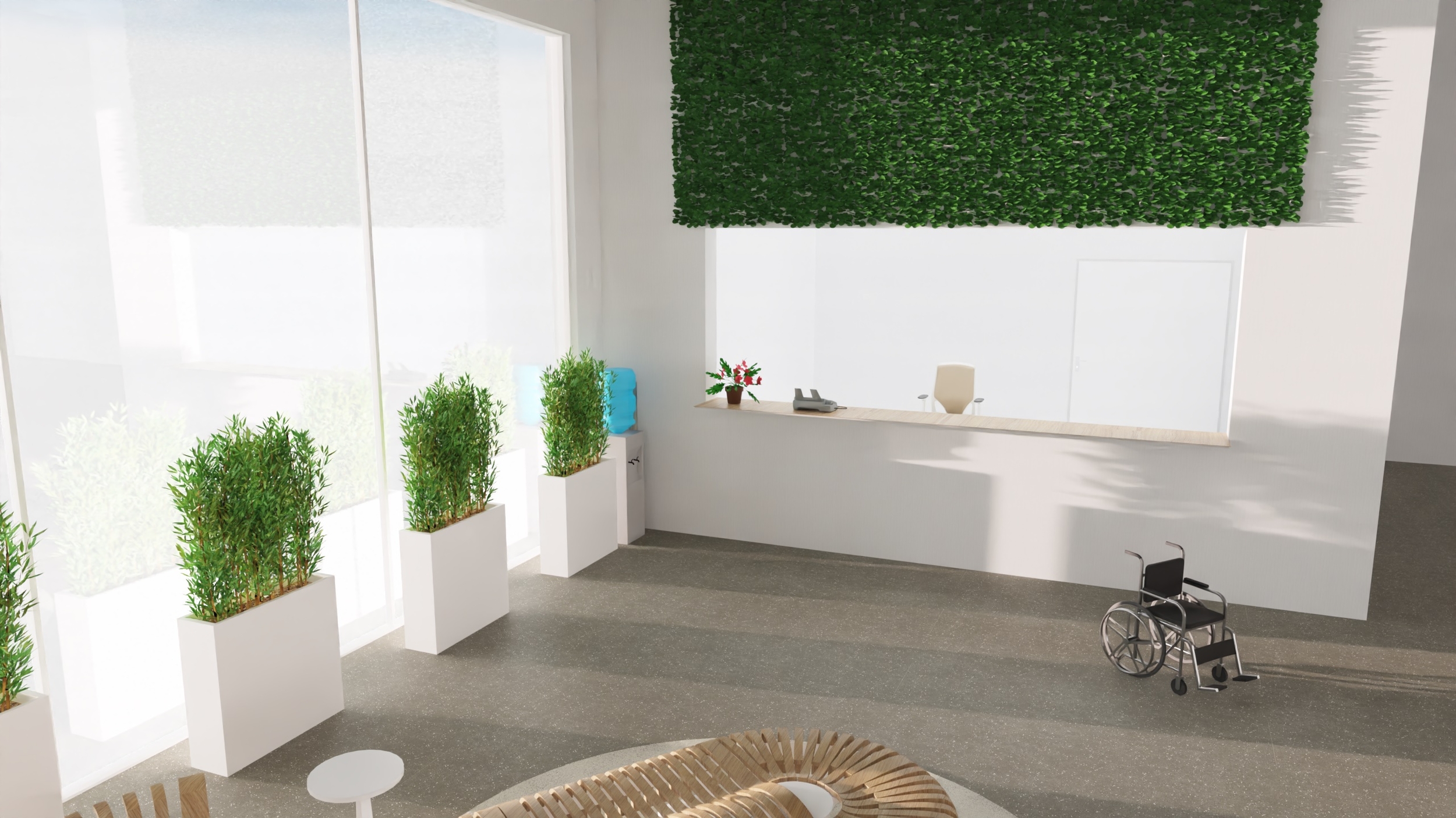 bac plante arbres vegetalisation espace clinique hopital
