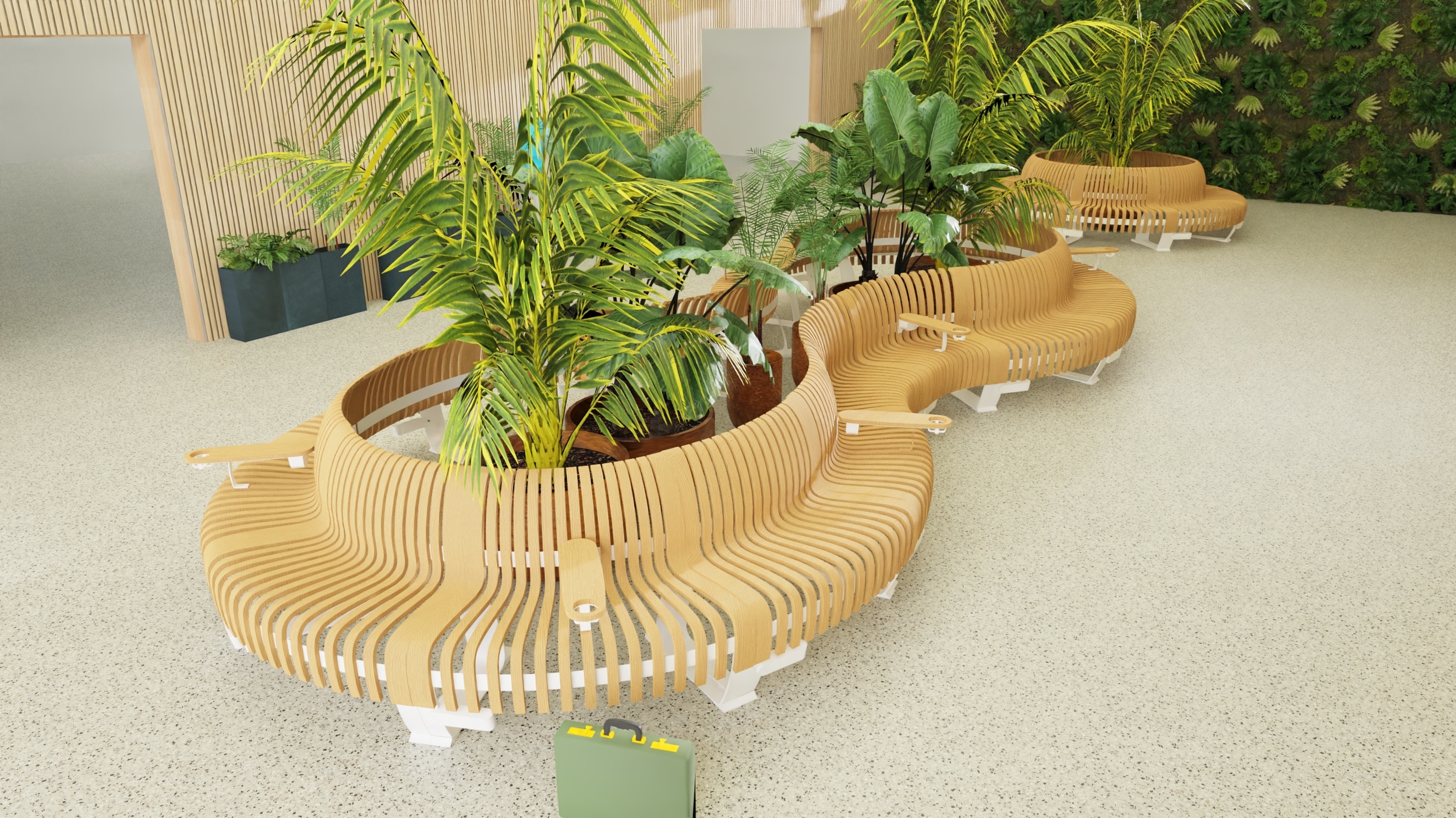 mobilier durable bois connecte inclusif aeroport de montpellier