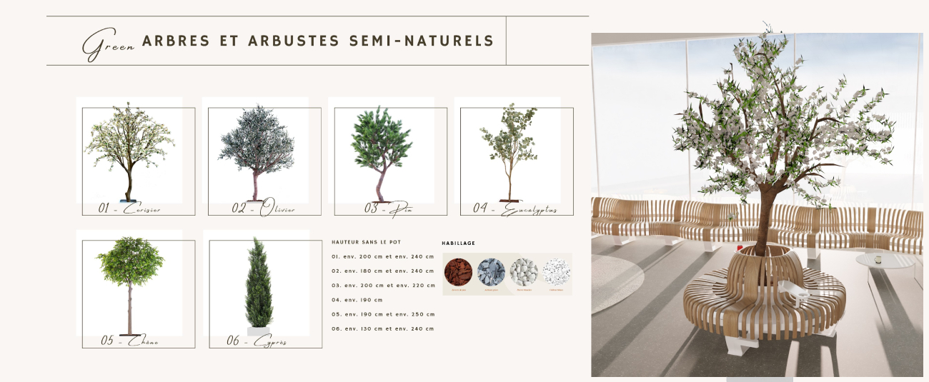 arbres espace chaleureux galerie marchande biophilique