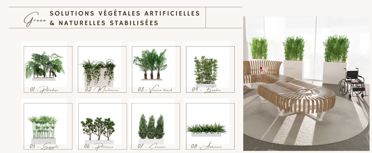 plantes vegetalisation arbres espace chaleureux galerie marchande biophilique