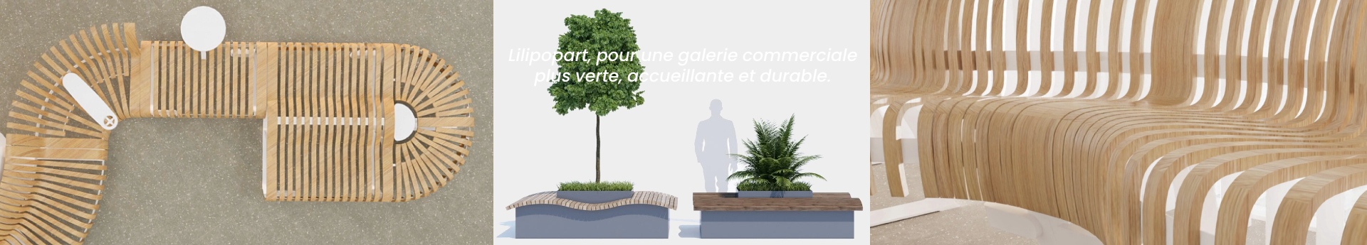 Mobilier bois galerie commerciale