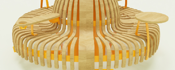 Greenwood banquette ronde bois