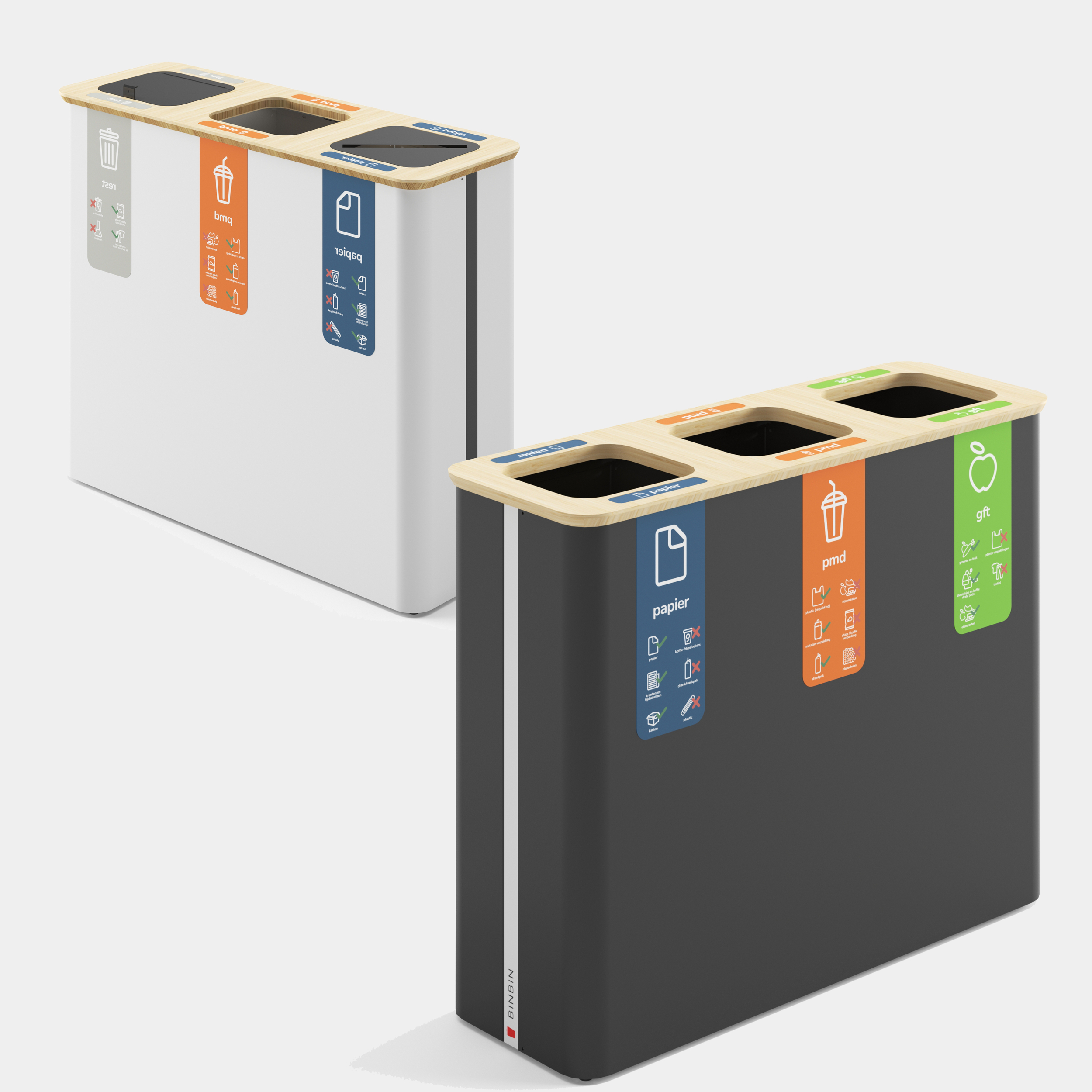 poubelle recyclage greenbin noir blanc galerie marchande