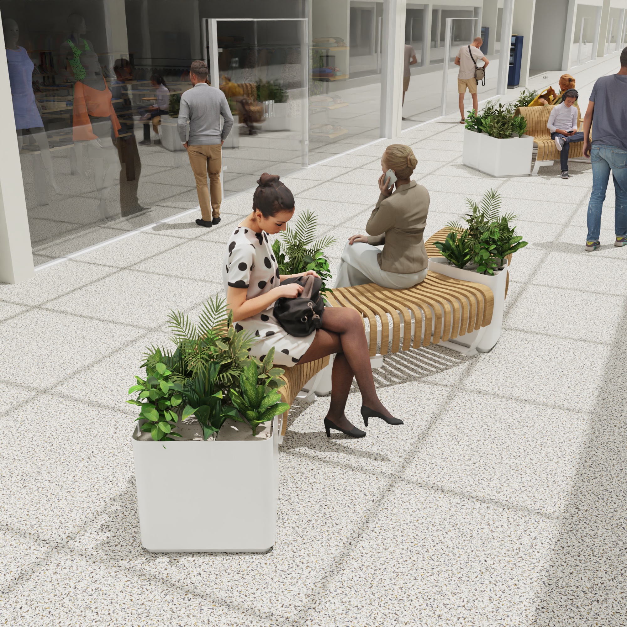 greenconcept mobilier bois galerie marchande