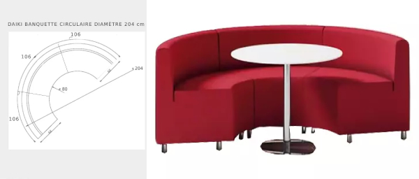 Banquette DAIKI demi-lune design