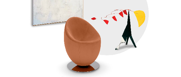 Fauteuil Oeuf HUEVO design pivotant Pop Art pour salle d'exposition