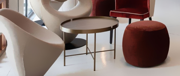 Poufs d'accueil ronds RUMBA pour espace de détente et salle d'attente