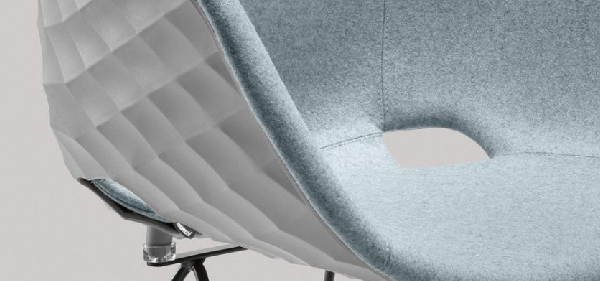 Fauteuil de bureau giratoire à roulettes DIAMS tapissé, coque gaufrée 73 cm – minimum 2 fauteuils