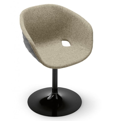 Fauteuil DIAMS tapissé avec coque gaufrée et pieds acier central 59cm - Minimum 2 fauteuils