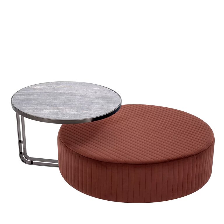 Grand pouf rond ERIKA avec table basse espace CoWorking détente