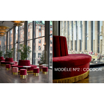 banquette convexe ronde rouge