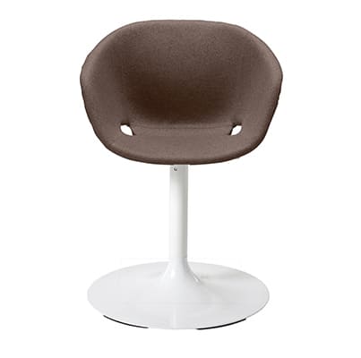 Fauteuil DIAMS tapissé avec coque gaufrée et pieds acier central