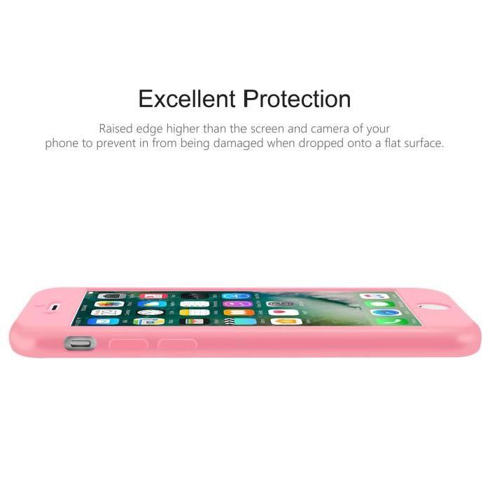 Coque Intégrale Silicone Pour iPhone 8 Couleur Rose + Verre Trempé