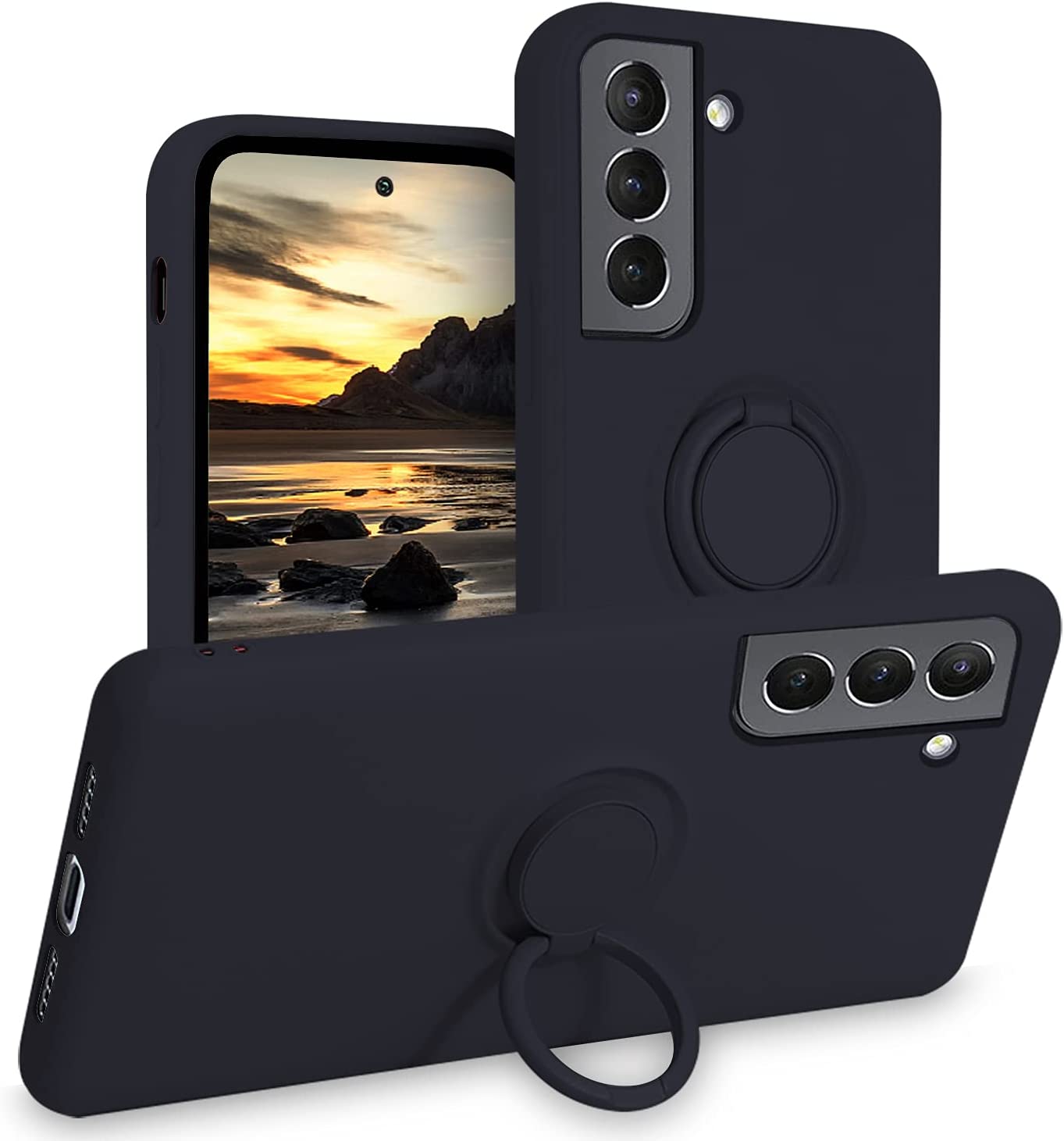 por-samsung-s22-coque-noir-silicone-anneau