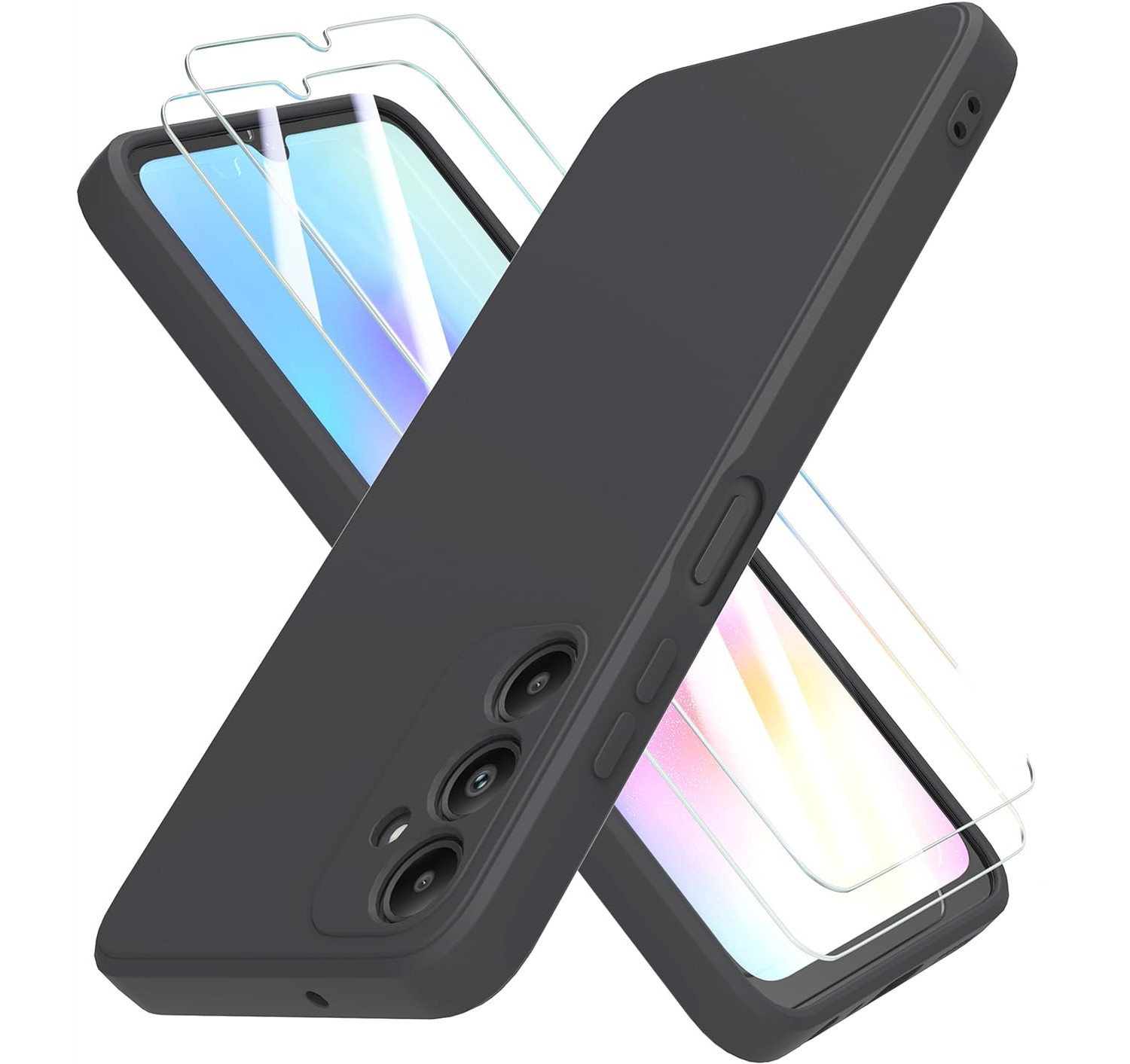 coque-silicone-noir-2x-verres-trempes-pour-samsung-a05s-little-boutik