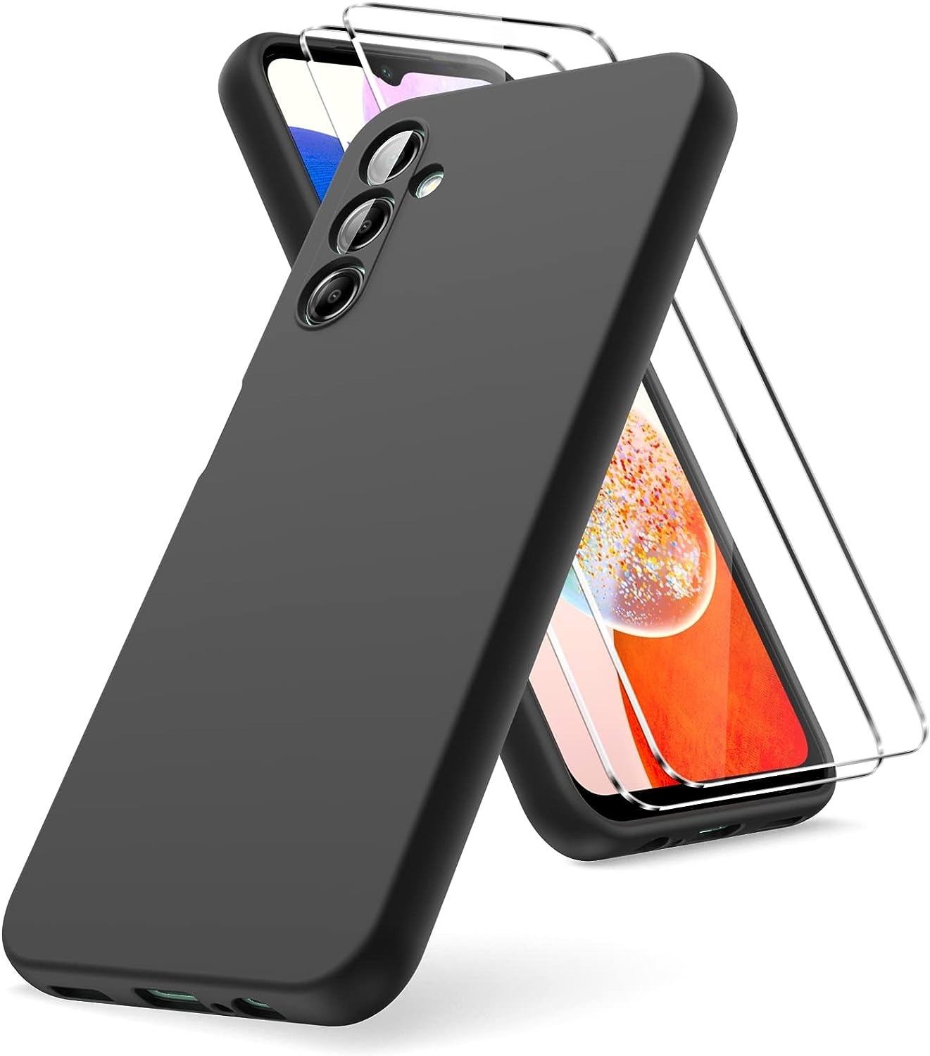 coque-noir-silicone-verre-trempe-x2-samsung-a14-4g-5g-little-boutik