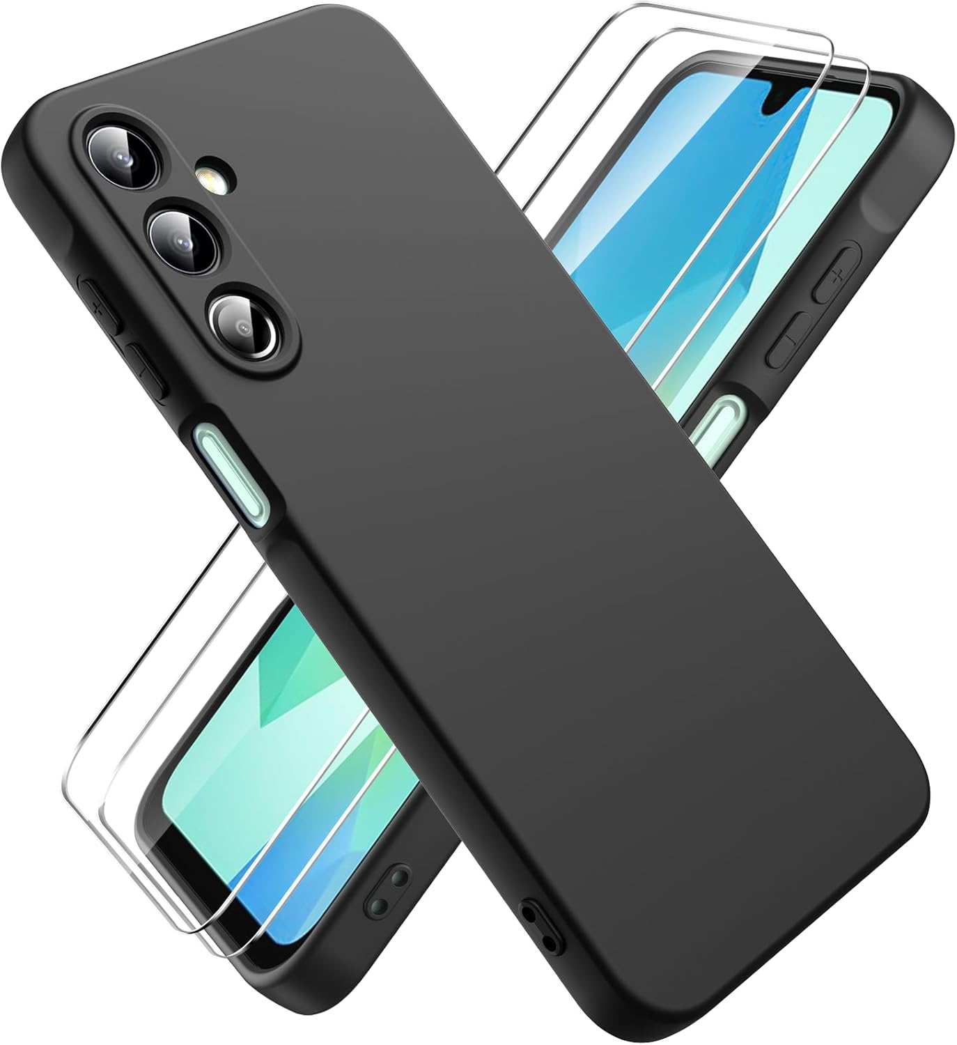 coque-silicone-noir-2-verres-trempes-pour-samsung-a16-little-boutik
