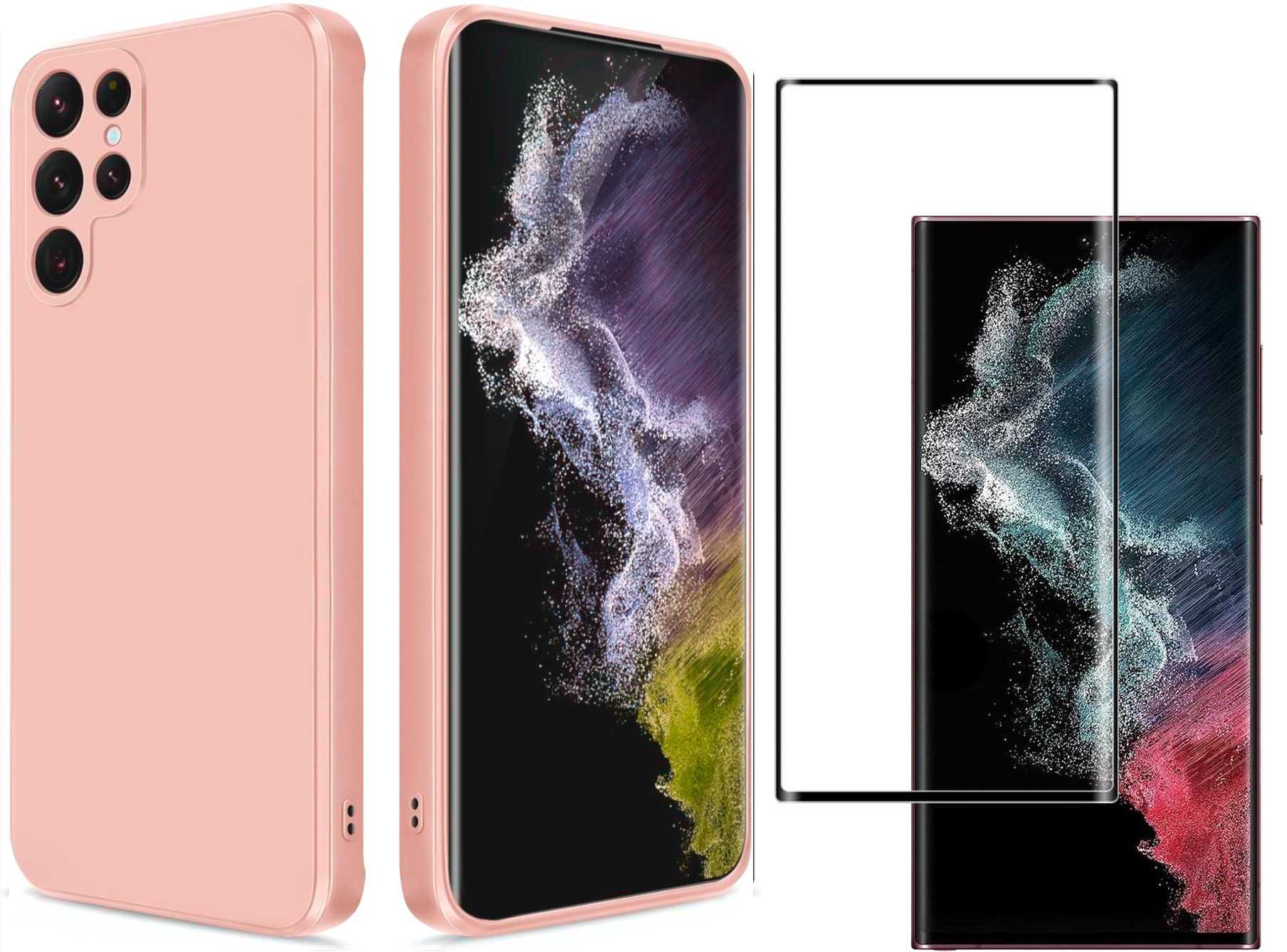 coque-rose-silicone-verre-trempe-samsung-galaxy-s22-ultra-little-boutik