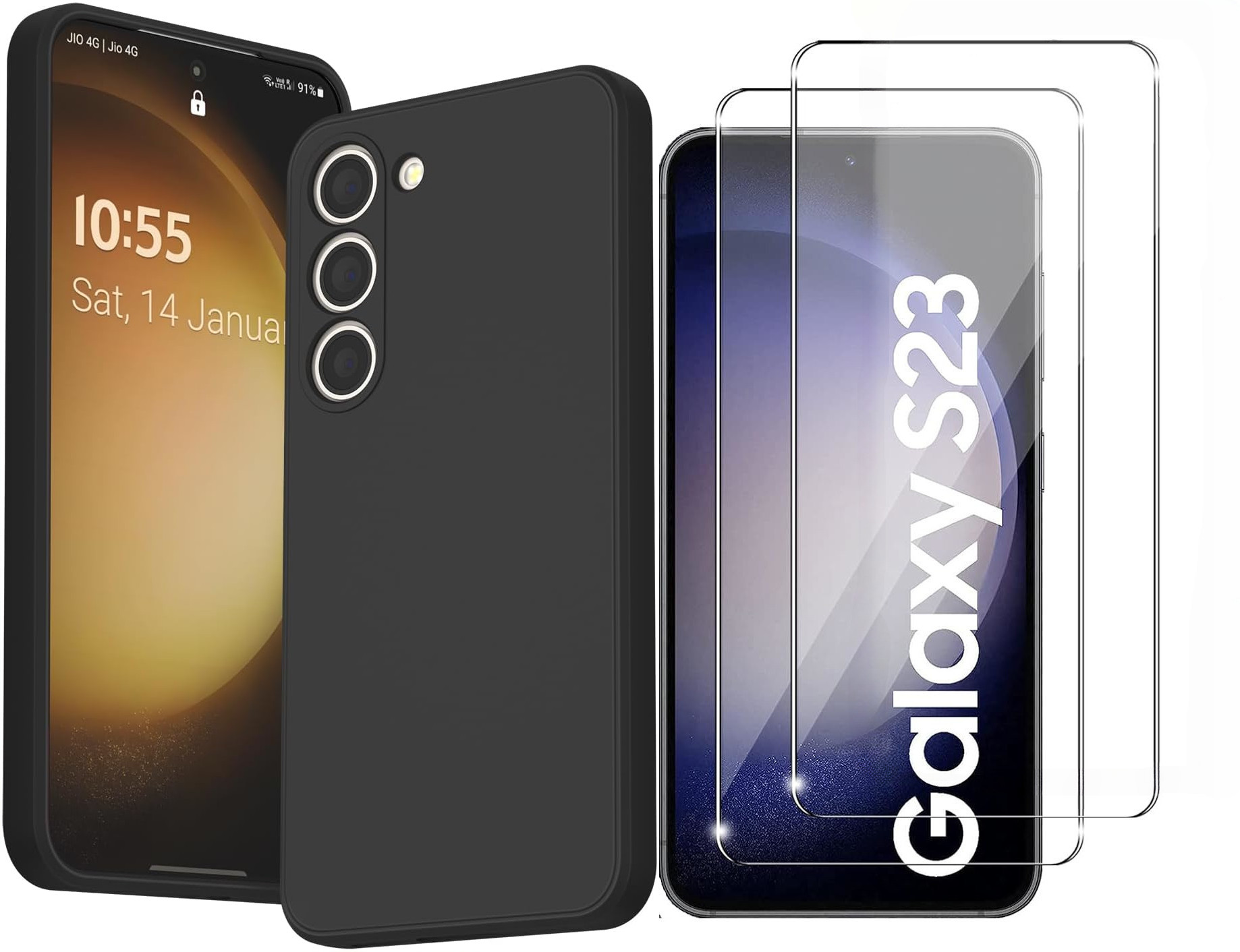 coque-noir-silicone-verre-trempe-x2-samsung-s23-little-boutik