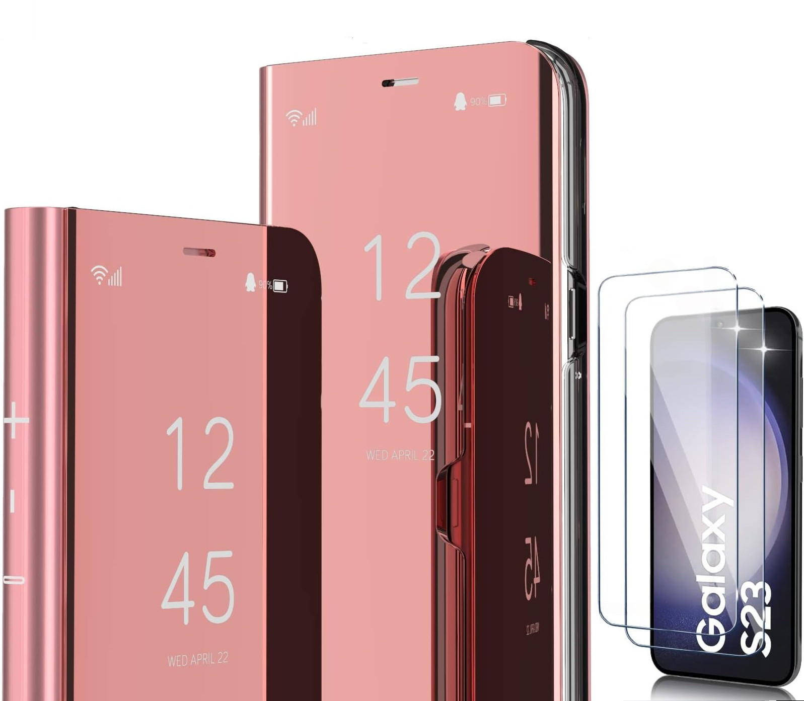 coque-rabat-miroir-rose-glass-x2-pour-samsung-s23-little-boutik
