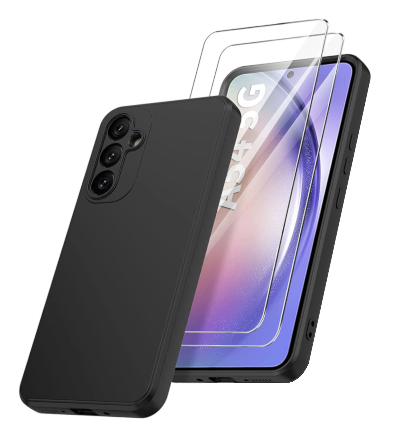 coque-silicone-noir-verres-trempes-x2-samsung-a54-little-boutik
