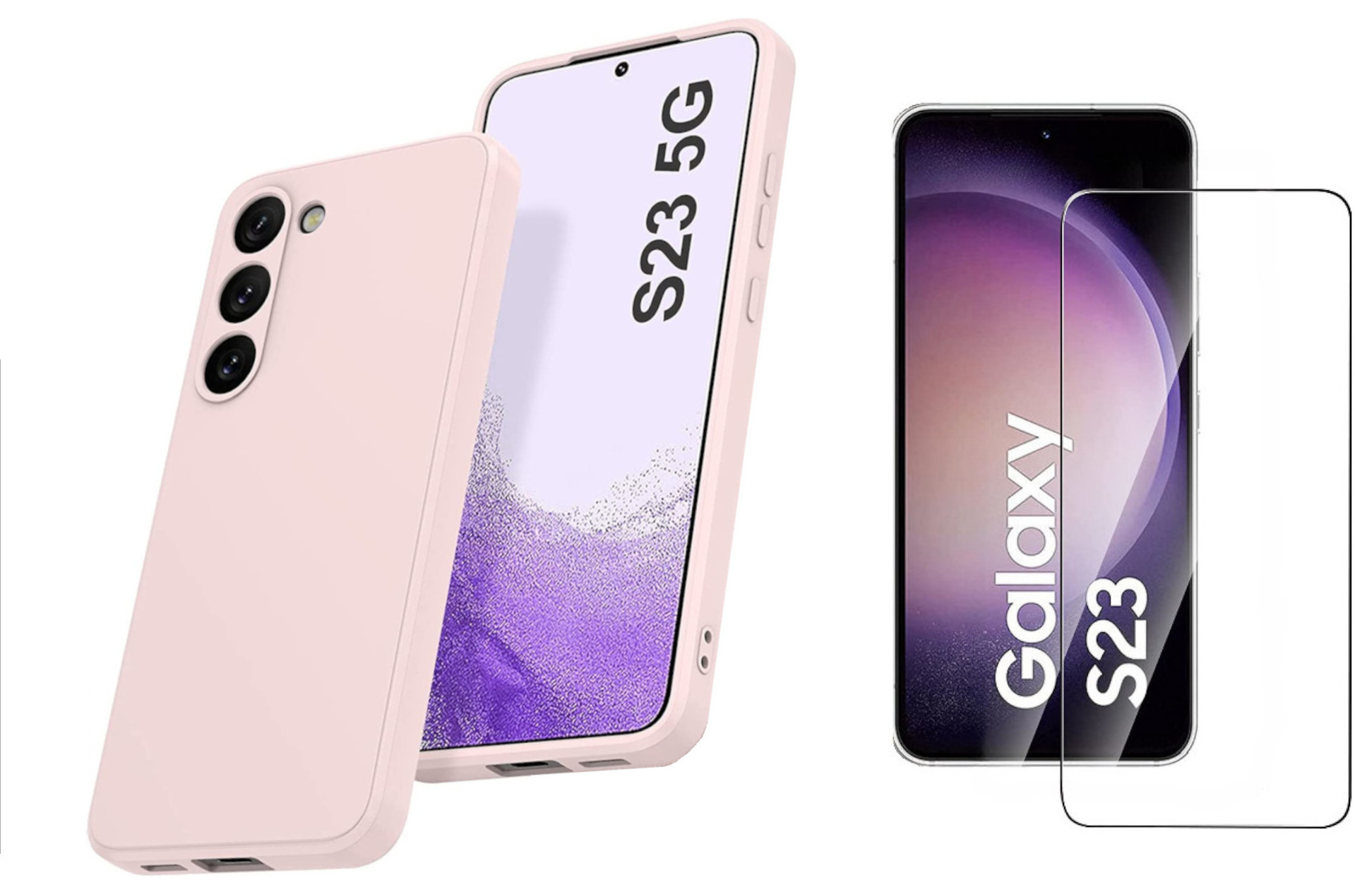 coque-pour-samsung-s23-silicone-rose-verre-trempe