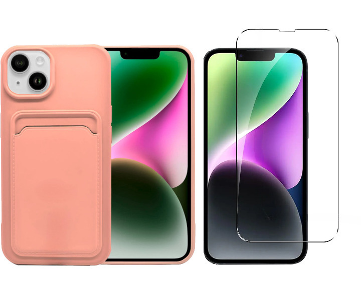 coque-carte-iphone-14-pink-verre-trempe