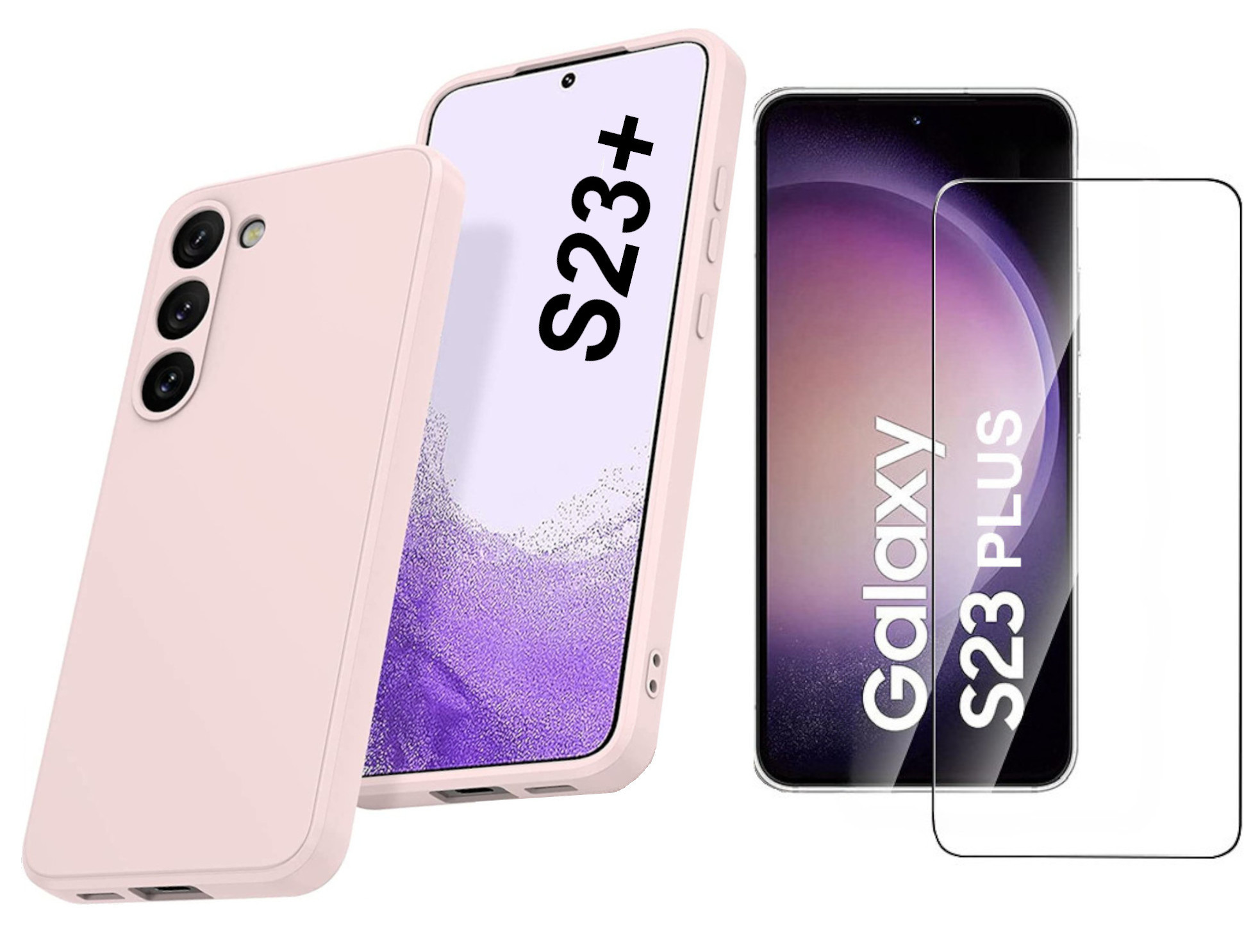 Coque Silicone Rose + Verre Trempe Pour Samsung Galaxy S23 5G