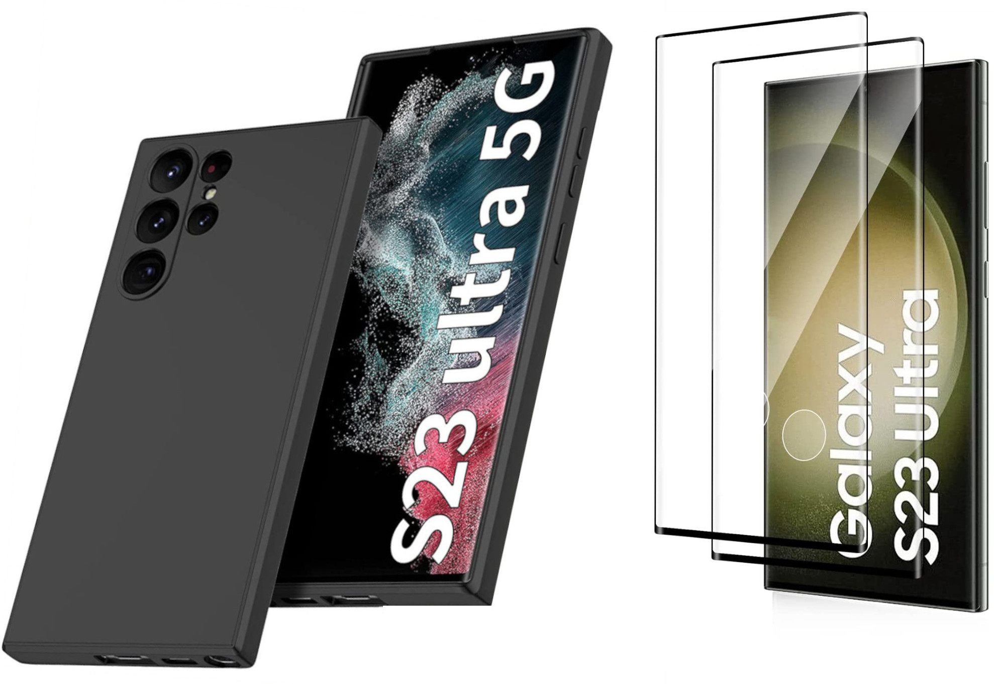 coque-noir-silicone-pour samsung-galaxy-s23-ultra-protection-ecran-x2-little-boutik