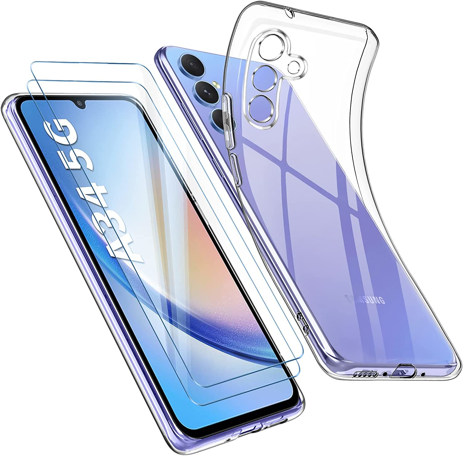 coque-silicone-transparente-2-verres-trempes-samsung-a34-little-boutik