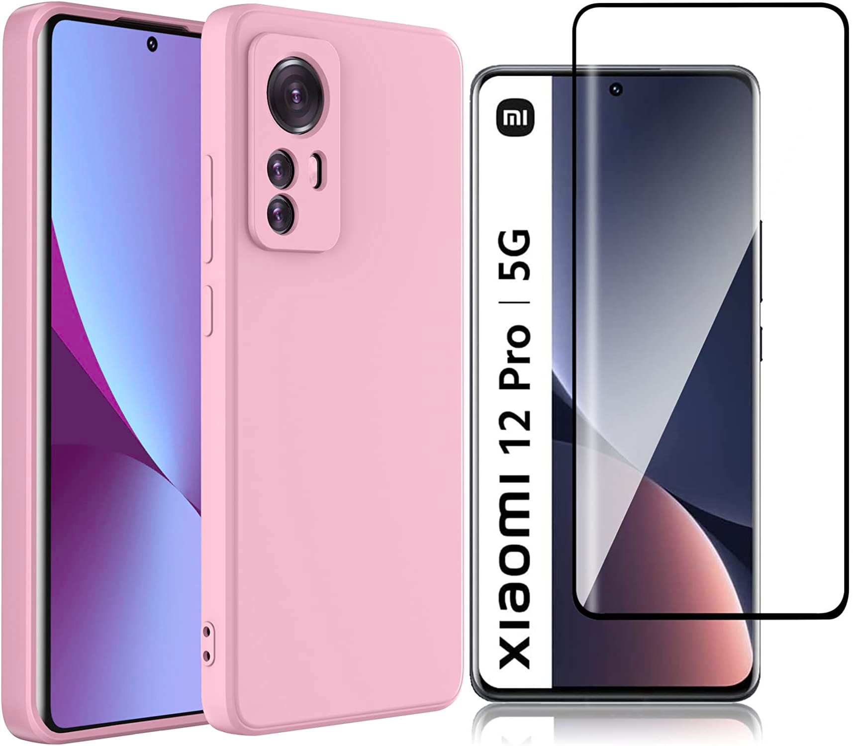 coque-silicone-rose-xiaomi-12-pro-5g-verre-trempe