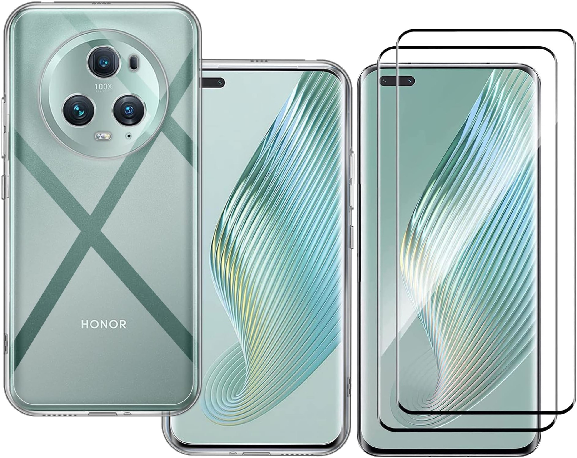 coque-transparente-silicone-verre-trempe-x2-honor-magic-5-pro-little-boutik