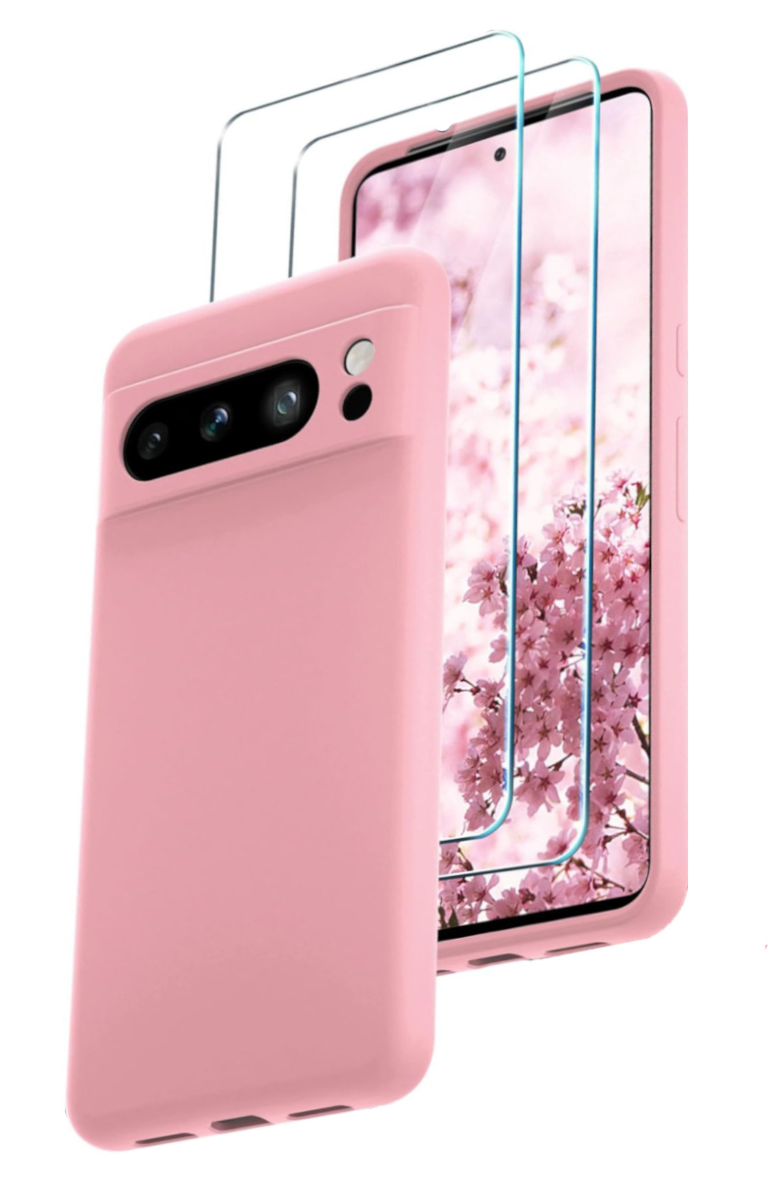 coque-rose-silicone-verre-trempe-x2-google-pixel-8-pro-little-boutik