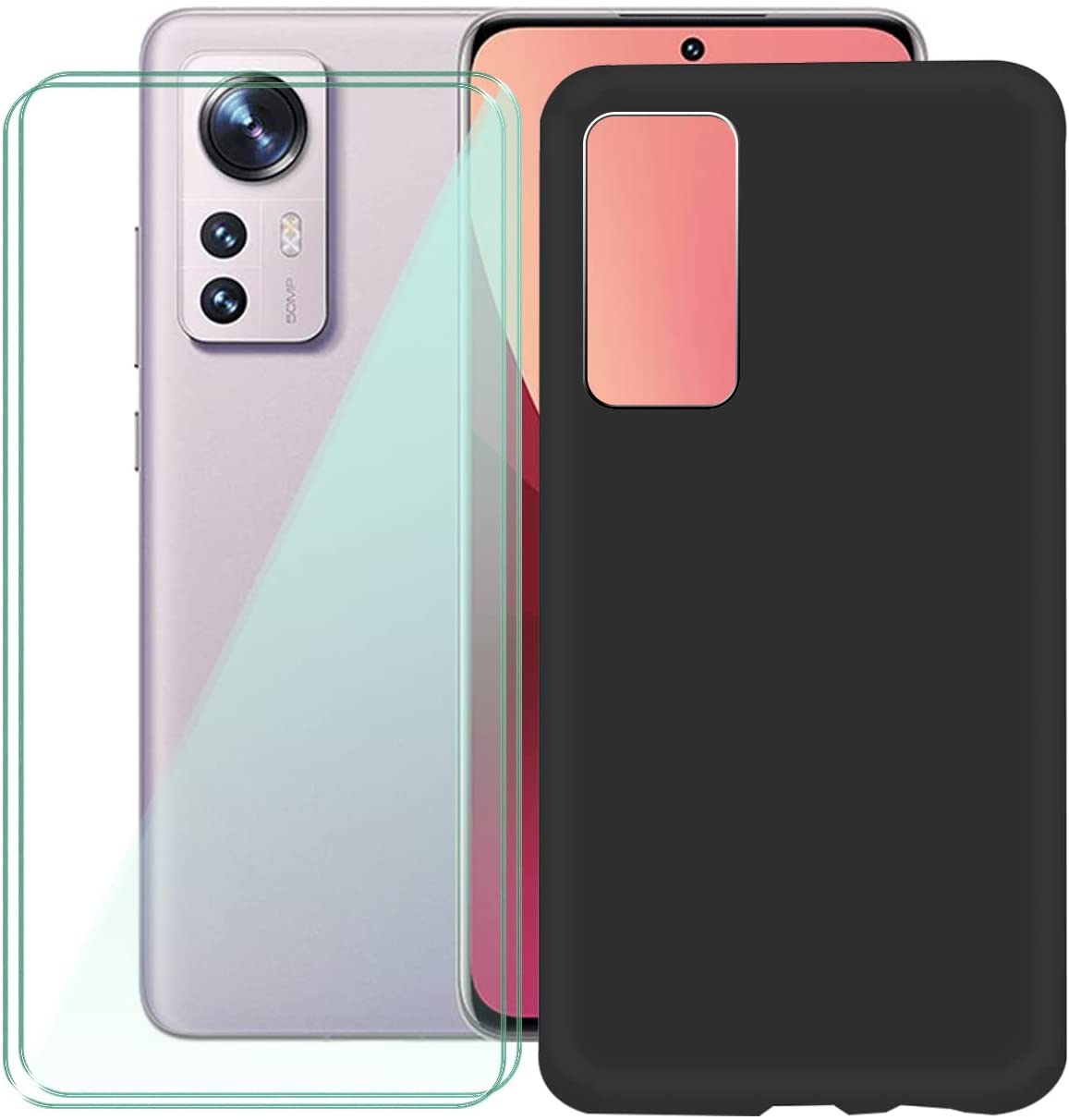 case-silicone-pour-xiaomi-12-noir-verre-trempe-x2